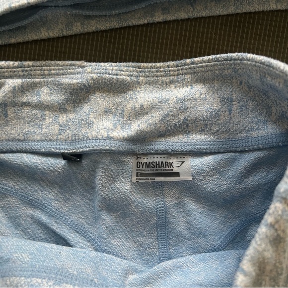 Gymshark fleur texture long sleeve crop top and leggings workout set light blue - Picture 3 of 5